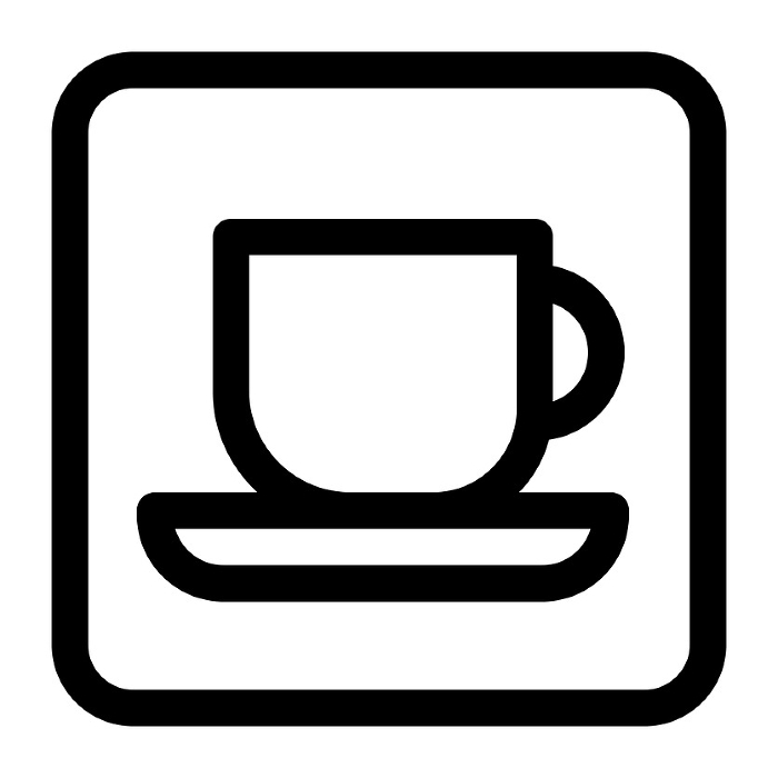 Line style icons representing information and cafes