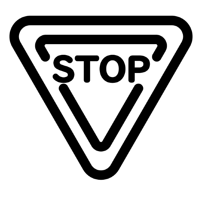 Line style icons representing traffic signs, pause, stop, and stop