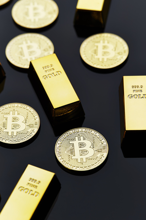 Bitcoin and Gold Bar