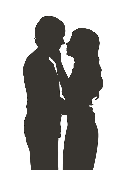 Silhouette Clip art of a couple staring at each other with their hands around each other's waists.