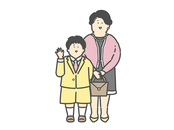 Clip art of mom and child in formal wear (entrance ceremony, graduation ceremony)
