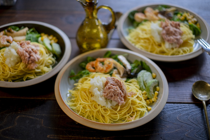 Japanese spaghetti and salad