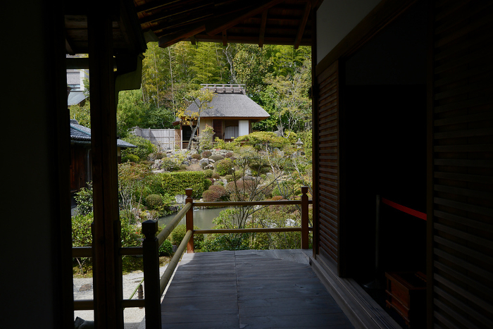 View of Seiren-tei from the corridor of Toji-in Hojo, Kita-ku, Kyoto