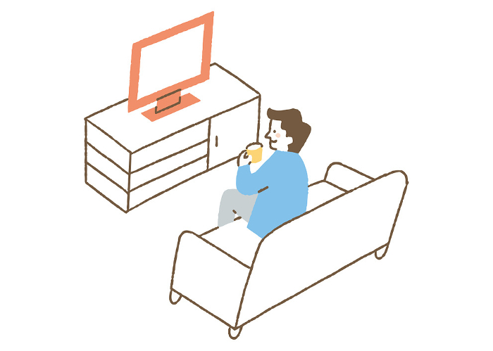 Man watching TV in living room_Color