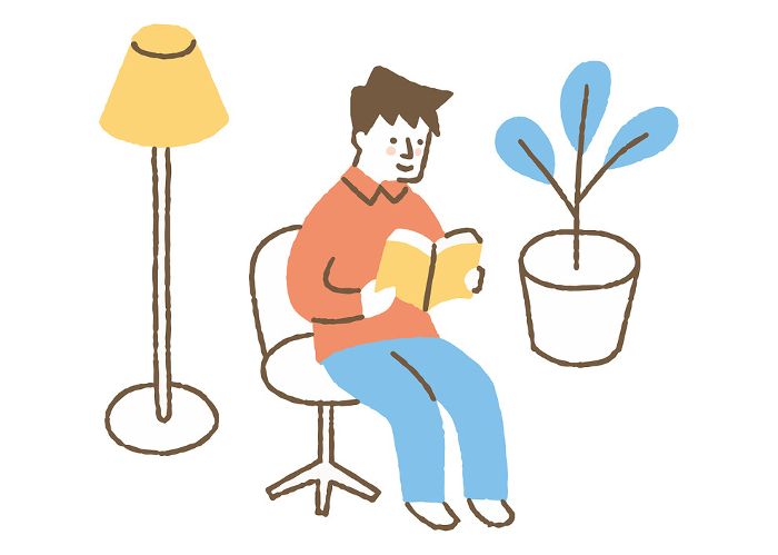 Man reading in his room_Color