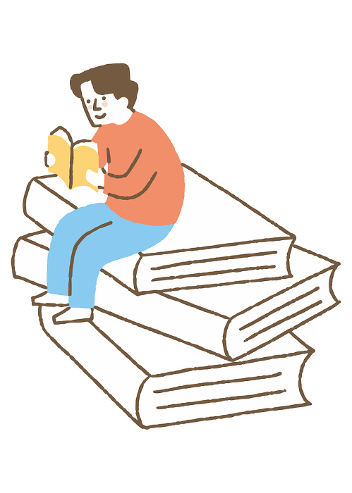 Man reading on a large book_Color