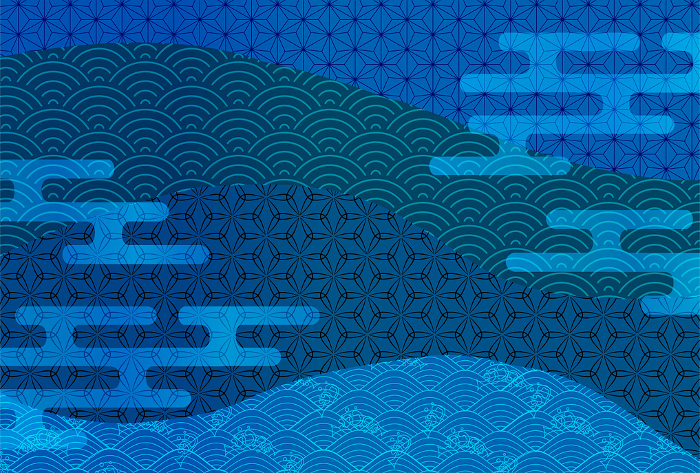 Blue Japanese Pattern Wave Background
