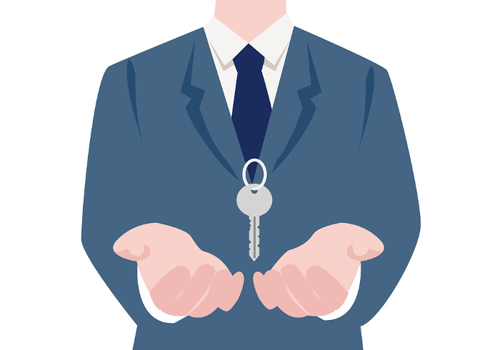 Stylish flat illustration of businessman and keys