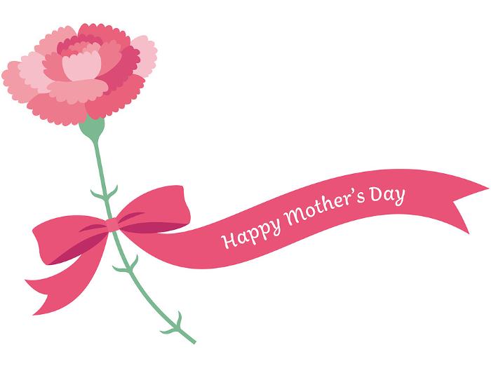 Clip art of simple carnation with pink ribbon