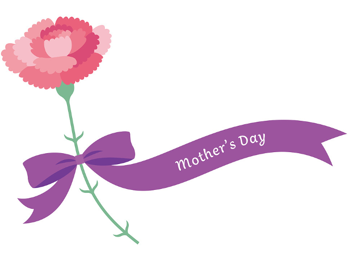Clip art of simple carnation with purple ribbon