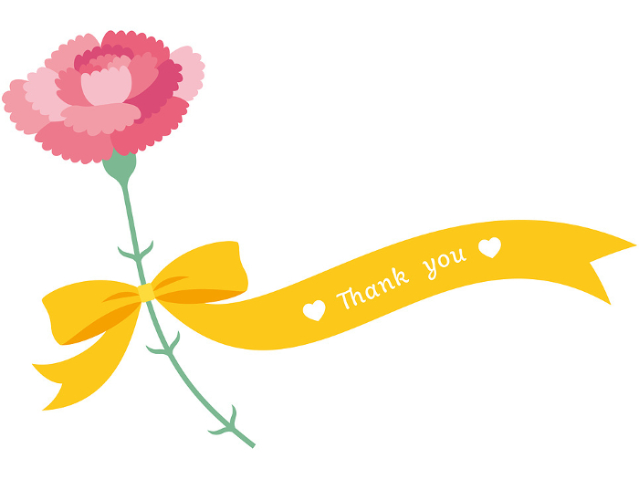 Clip art of simple carnation with yellow ribbon
