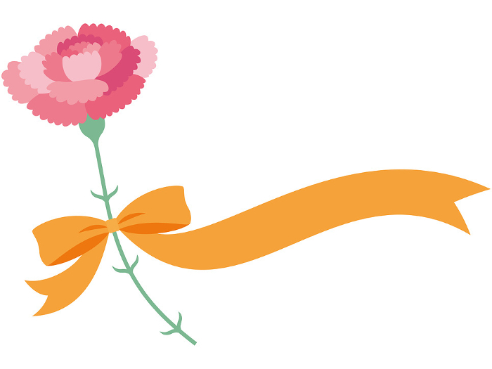Clip art of simple carnation with orange ribbon