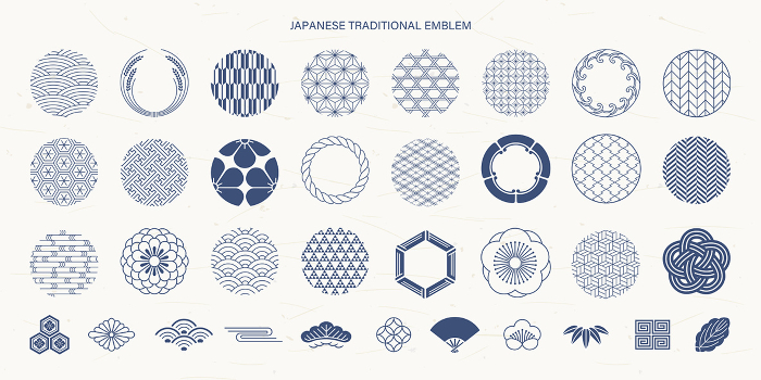 Japanese Pattern Frame, Symbol and Icon Set