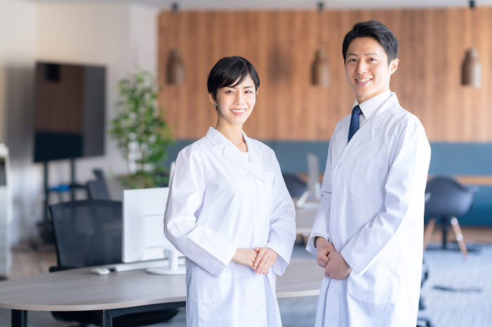 Young Japanese male and female doctors.