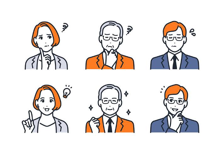 Simple facial expression of a manager/president/executive officerIllustration set