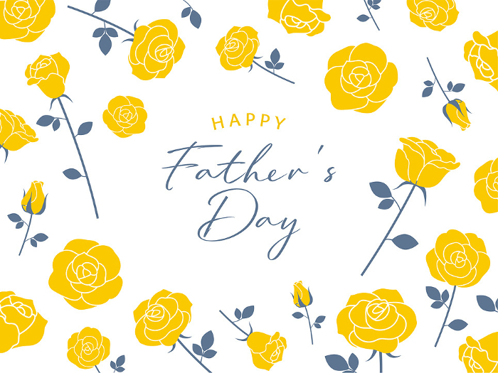 Father's Day banner with yellow rose design_vector illustration