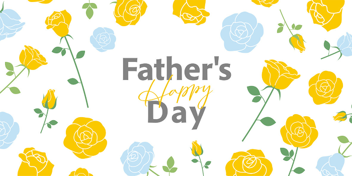 Father's Day banner with yellow rose design (2:1) _ vector illustration