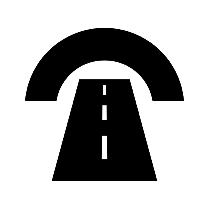 Silhouette icon of tunnel and road. Vector.