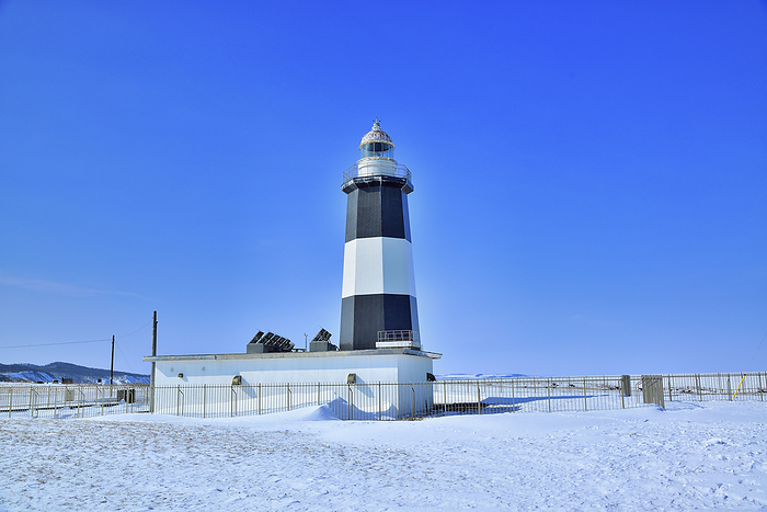 Cape Nodori Lighthouse on drift ice At Cape Nodori, Abashiri City