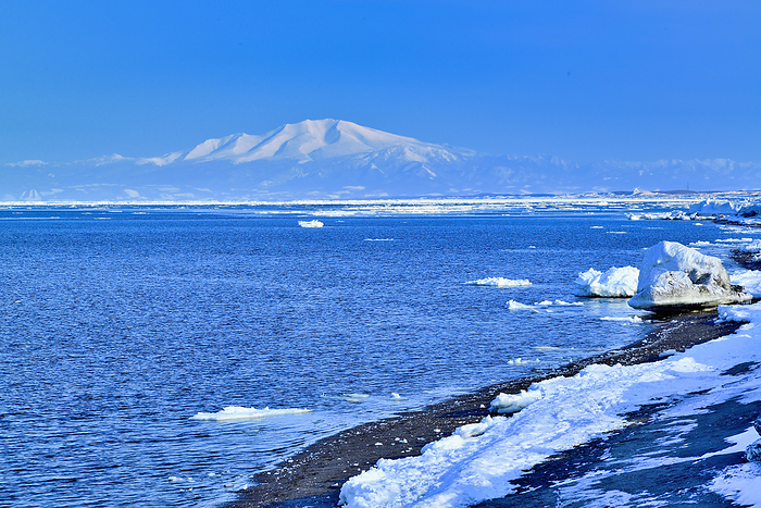 Drift ice from Abashiri Bay to Kaibetsu dake, Hokkaido, Japan In Abashiri City
