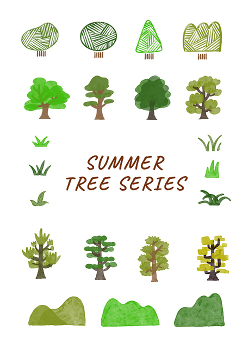 Summer Clip art of various trees