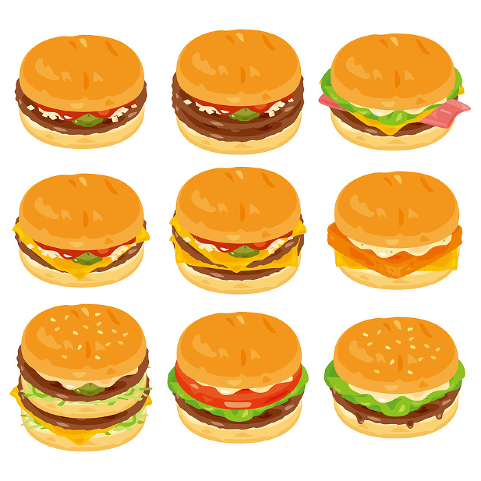Various kinds of hamburger sets