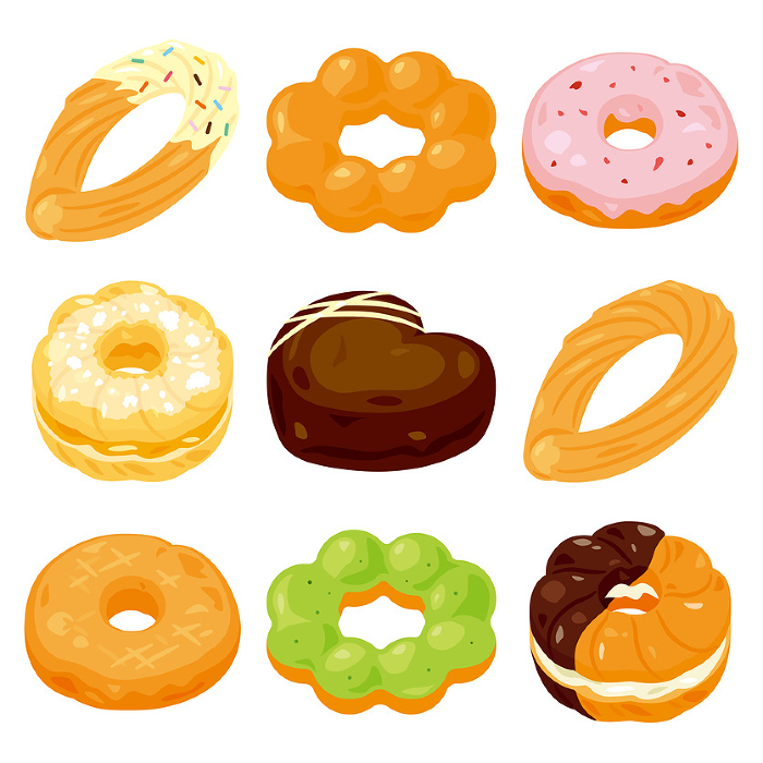 Various kinds of doughnut sets