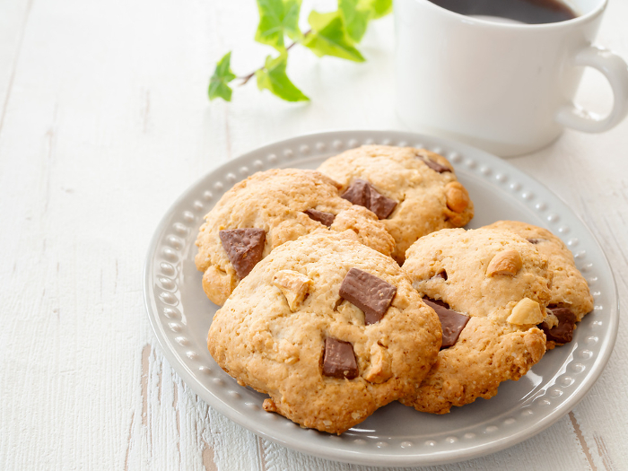 Homemade nut chocolate oatmeal cookies