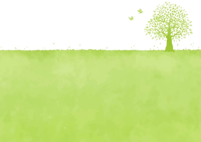 Landscape Illustration of Simple Green Trees and Grassland