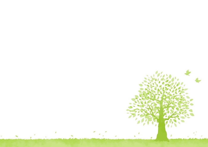 Landscape Clipart of Big Tree and Meadow