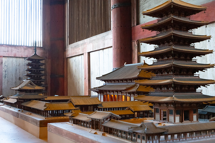 Model of the original temple complex of Todaiji Temple, Nara Prefecture Inside the Great Buddha Hall  Kondo 