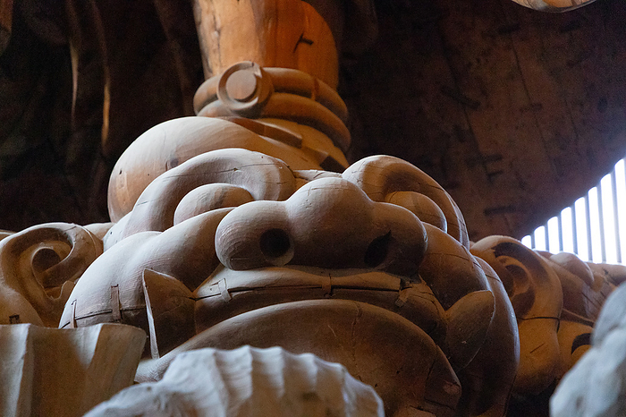 Evil demon in the standing statue of Hiromokuten at Todaiji Temple, Nara Prefecture Inside the Great Buddha Hall  Kondo 