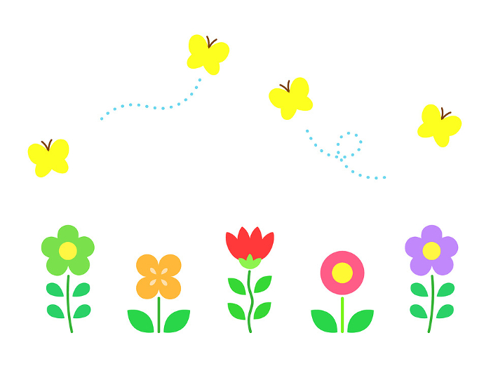 Clip art of retro flower and butterfly