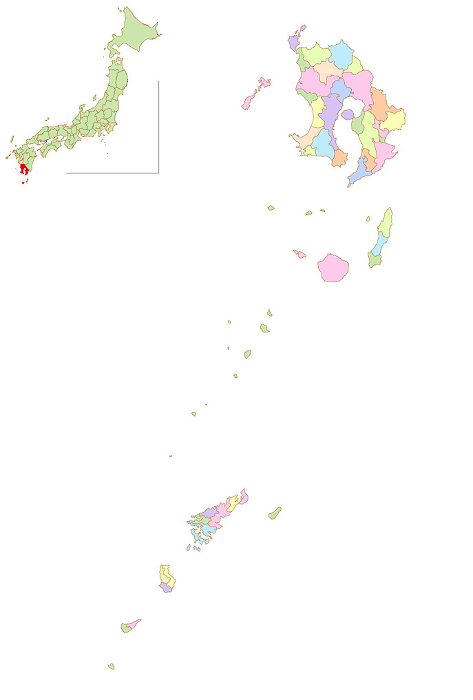Kagoshima Japan Map Colorful Icons