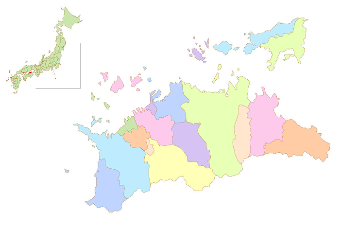 Kagawa Japan Map Colorful Icons