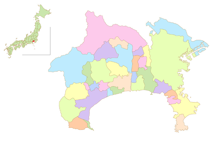 Kanagawa Japan Map Colorful Icons
