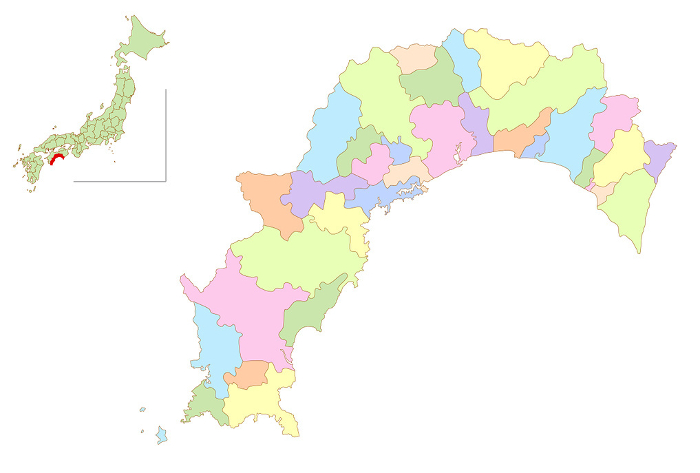 Kochi Japan Map Colorful Icons
