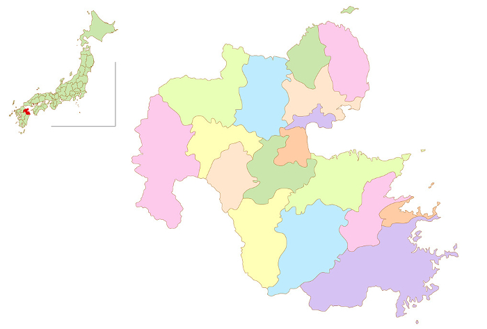 Oita Japan Map Colorful Icons