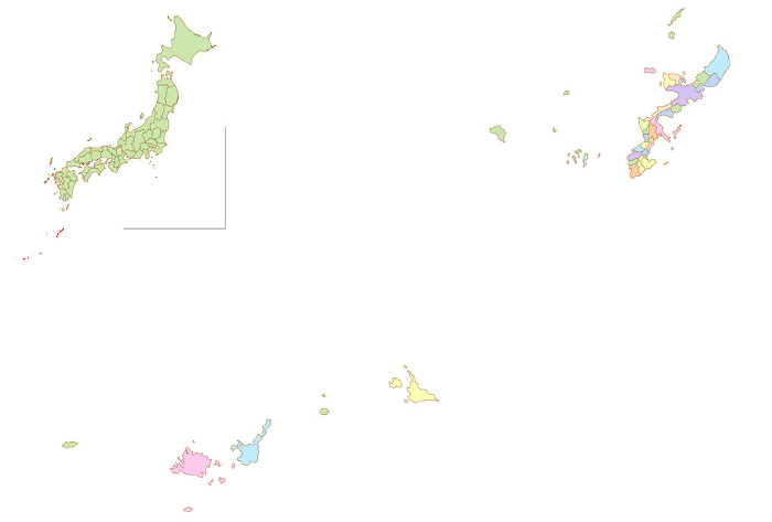 Okinawa Japan Map Colorful Icons