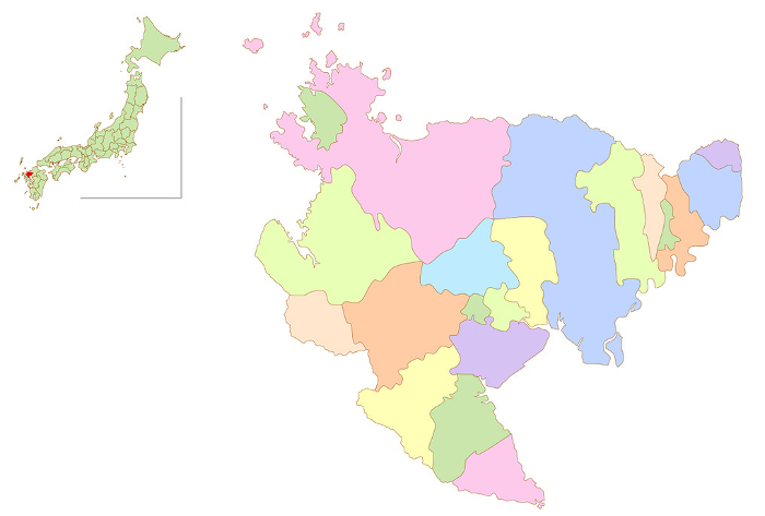 Saga Japan Map Colorful Icons