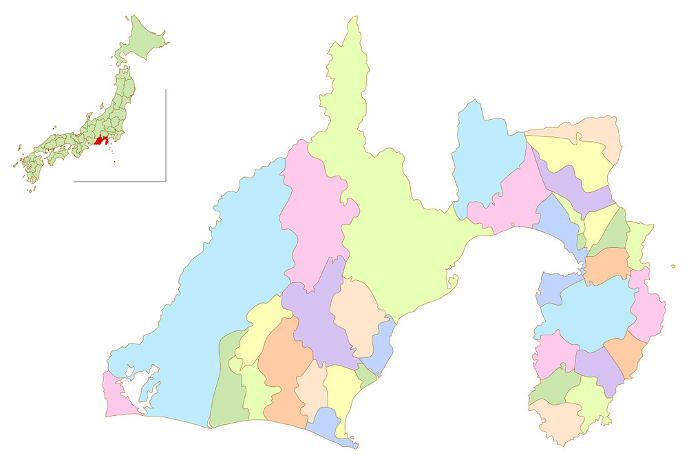 Shizuoka Japan Map Colorful Icons