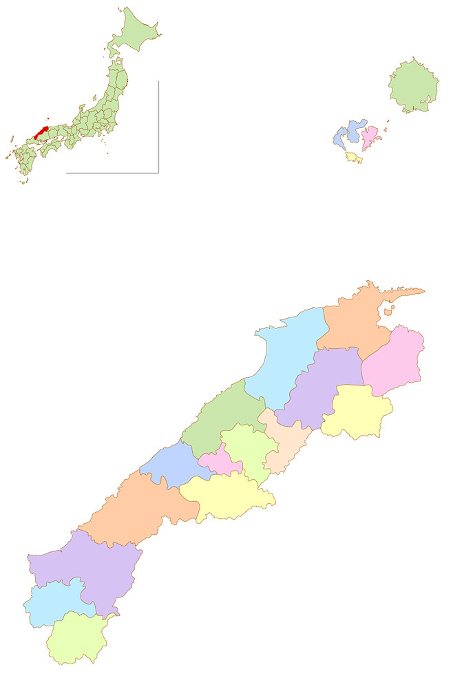 Shimane Japan Map Colorful Icons