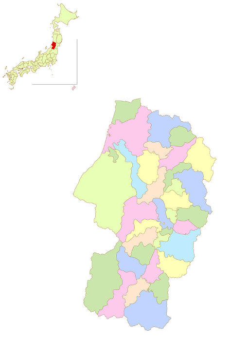 Yamagata Japan Map Colorful Icons