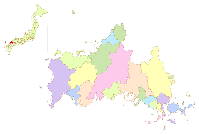 Yamaguchi Japan Map Colorful Icons