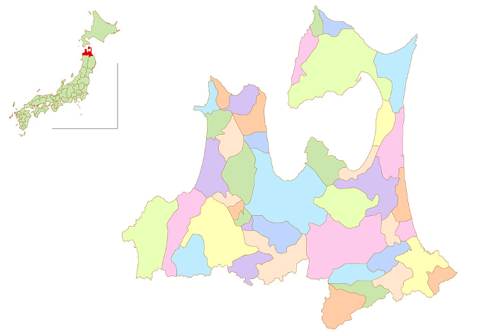 Aomori Japan Map Colorful Icons