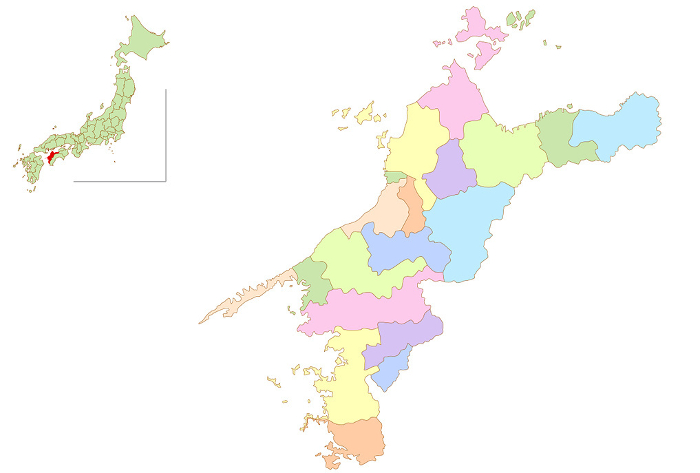 Ehime Japan Map Colorful Icons
