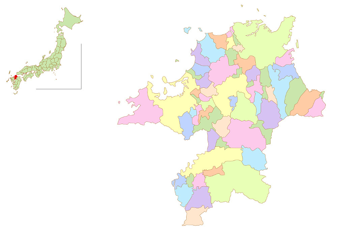 Fukuoka Japan Map Colorful Icons