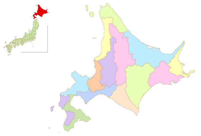 Hokkaido Japan Map Colorful Icons
