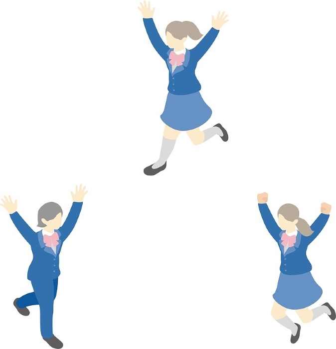 isometric overhead people woman student jump joy diversity set of illustrations