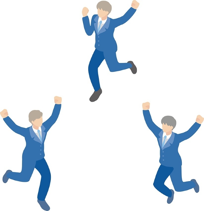 isometric overhead people male student jumping joyful illustration set